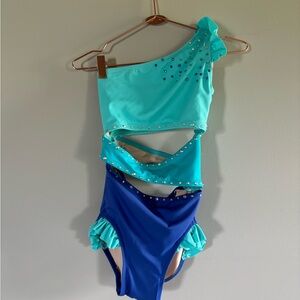 beachy costume with stones teal/purple- sz CL